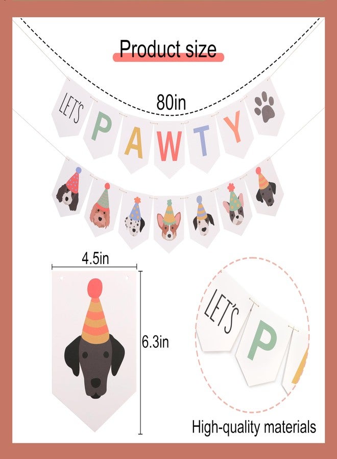 Agkvw Let’s Pawty Dog Banner - Dog Happy Birthday Banner, Puppy Party Garland, Pet Birthday Decoration for Dogs Lovers, Puppy Shower or Adoption Celebration (white puppy banner) - Image 2